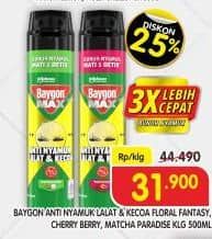 Promo Harga Baygon Max Obat Nyamuk Aerosol  Matcha Paradise, Cherry Berry, Floral Fantasy 500 ml - Superindo