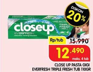 Promo Harga Close Up Pasta Gigi Everfresh Menthol Fresh 110 gr - Superindo