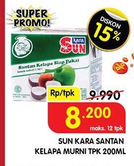 Promo Harga Sun Kara Santan Kelapa 200 ml - Superindo