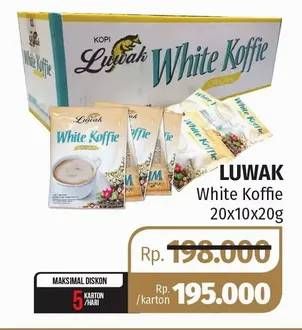 Promo Harga Luwak White Koffie per 200 sachet 20 gr - Lotte Grosir
