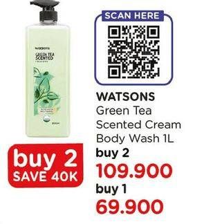 Promo Harga WATSONS Scented Body Wash Green Tea 1 ltr - Watsons
