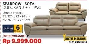 Promo Harga SPARROW Sofa 3+2 Bahan PVC  - COURTS
