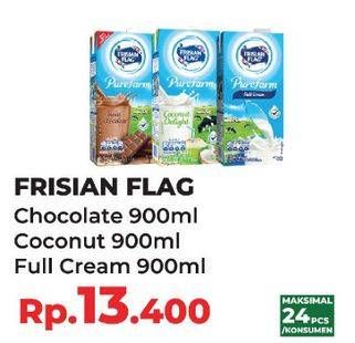 Promo Harga FRISIAN FLAG Susu UHT Purefarm Swiss Chocolate, Coconut Delight, Full Cream 900 ml - Yogya