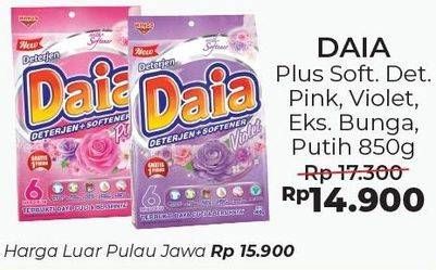 Promo Harga DAIA Deterjen Bubuk Plus Softener, Softener Pink, Violet, Ekstrak Bunga, Putih 850 gr - Alfamart