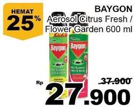 Promo Harga BAYGON Insektisida Spray Citrus Fresh, Flower Garden 600 ml - Giant