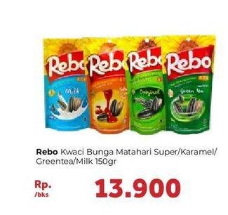 Promo Harga REBO Kuaci Bunga Matahari Original, Caramel, Green Tea, Milk 150 gr - Carrefour