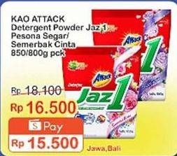 Promo Harga Attack Jaz1 Detergent Powder Semerbak Cinta, Pesona Segar 800 gr - Indomaret