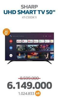Promo Harga Sharp 4T-C50DK1I 4K Ultra-HDR Android TV with Google Assistant  - Electronic City