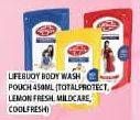 Promo Harga LIFEBUOY Body Wash Cool Fresh, Lemon Fresh, Mild Care, Total 10 450 ml - Hypermart