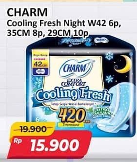 Promo Harga Charm Extra Comfort Cooling Fresh Wing 42cm, Wing 35cm, Wing 29cm 6 pcs - Alfamart