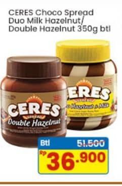 Promo Harga Ceres Choco Spread Choco Hazelnut, Double Hazelnut 350 gr - Indomaret