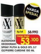 Promo Harga ALEXANDER Deodoran Spray Putih, Gold 150 ml - Superindo