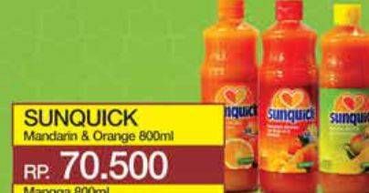 Promo Harga Sunquick Minuman Sari Buah Mandarin, Orange 840 ml - Yogya