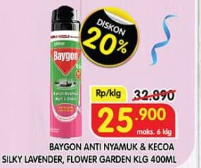 Promo Harga Baygon Insektisida Spray Silky Lavender, Flower Garden 450 ml - Superindo