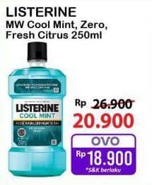 Promo Harga Listerine Mouthwash Antiseptic Cool Mint, Zero, Fresh Citrus, Fresh Citrus 250 ml - Alfamart