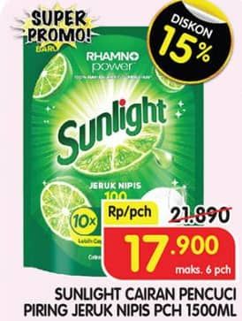 Promo Harga Sunlight Pencuci Piring Jeruk Nipis 100 1500 ml - Superindo