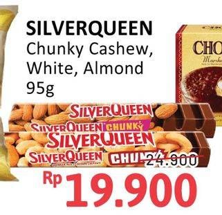 Promo Harga Silver Queen Chunky Bar Cashew, White, Almonds 95 gr - Alfamidi