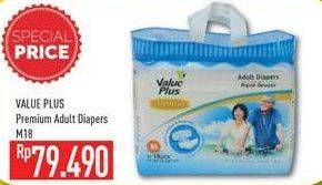 Promo Harga VALUE PLUS Premium Adult Diapers M18  - Hypermart