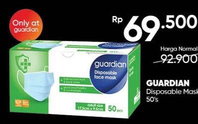 Promo Harga GUARDIAN Disposable Face Mask Adult Size 50 pcs - Guardian
