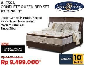 Promo Harga Sleep & Dream Alessa Complete Queen Bed Set 160 X 200 Cm  - COURTS