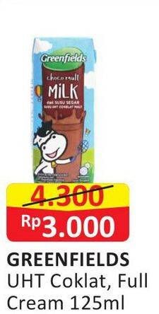 Promo Harga GREENFIELDS UHT Choco, Full Cream 125 ml - Alfamart