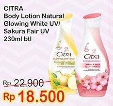 Promo Harga CITRA Hand & Body Lotion Natural Glowing White, Sakura Fair UV 230 ml - Indomaret