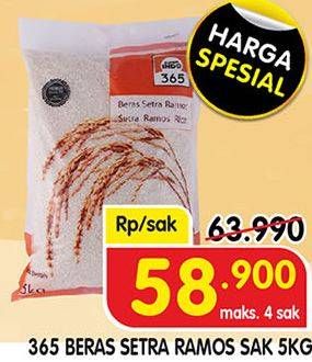 Promo Harga 365 Beras Setra Ramos 5000 gr - Superindo