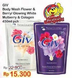 Promo Harga GIV Body Wash Passion Flowers Sweet Berry, Glowing White Mulberry Collagen 450 ml - Indomaret