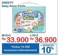Promo Harga SWEETY Silver Pants M18+2, L18+2 20 pcs - Indomaret