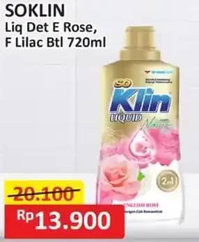 Promo Harga So Klin Liquid Detergent Nature English Rose, French Lilac 720 ml - Alfamart
