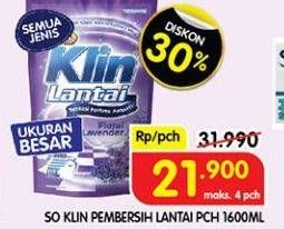 Promo Harga So Klin Pembersih Lantai 1600 ml - Superindo