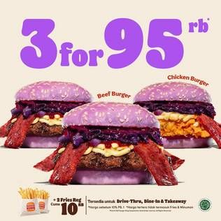Promo Harga BURGER KING Burger Purple Seoul Beef Burger, Purple Seoul Chicken Burger  - Burger King