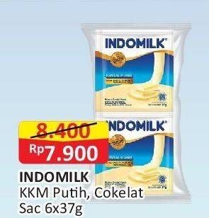 Promo Harga Indomilk Susu Kental Manis Plain, Cokelat per 6 sachet 37 gr - Alfamart