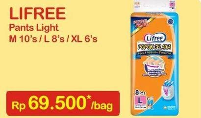 Promo Harga Lifree Popok Celana Tipis & Nyaman Bergerak M10, L8, XL6  - Indomaret