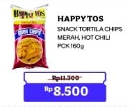 Promo Harga Happy Tos Tortilla Chips Hot Chili, Merah 140 gr - Indomaret