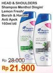 Promo Harga HEAD & SHOULDERS Shampoo Lemon Fresh, Anti Apek, Bersih Harum 160 ml - Indomaret