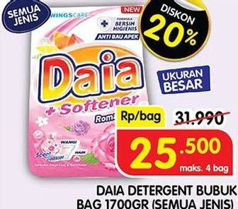 Promo Harga Daia Deterjen Bubuk All Variants 1700 gr - Superindo