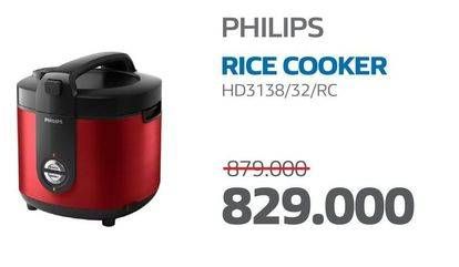 Promo Harga PHILIPS HD3138 Rice Cooker 2L 2000 ml - Electronic City