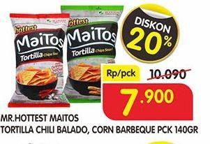 Promo Harga MR. HOTTEST Maitos Tortilla Chips Balado, Corn Barbeque 140 g  - Superindo