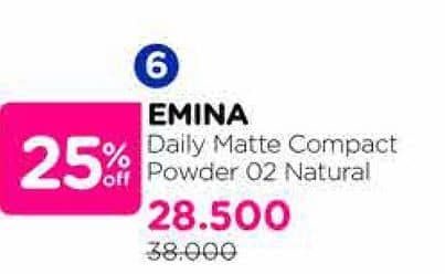 Promo Harga Emina Daily Matte Compact Powder 02 Natural 11 gr - Watsons