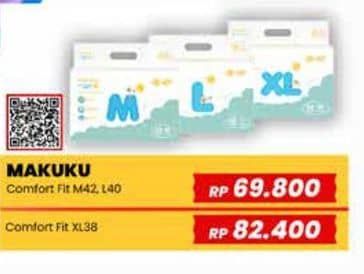 Promo Harga Makuku Comfort Fit Diapers Pants L40, M42 40 pcs - Yogya