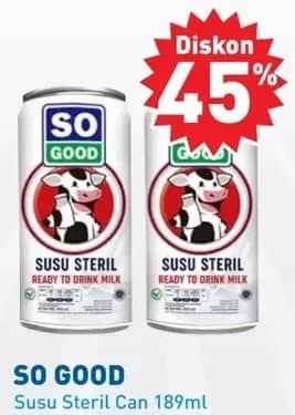Promo Harga So Good Susu Steril 189 ml - Hypermart