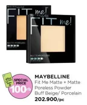 Promo Harga Maybelline Fit Me Matte + Poreless Powder Porcelain, Buff Beige 8 gr - Watsons
