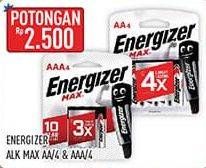 Promo Harga ENERGIZER Battery Alkaline Max AA/AAA 4 pcs - Hypermart