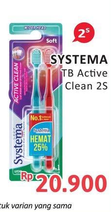 Promo Harga Systema Sikat Gigi Active Clean 2 pcs - Alfamidi