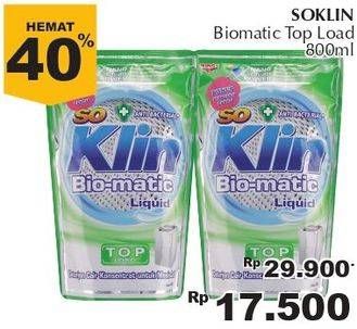Promo Harga SO KLIN Biomatic Liquid Detergent Top Load 700 ml - Giant