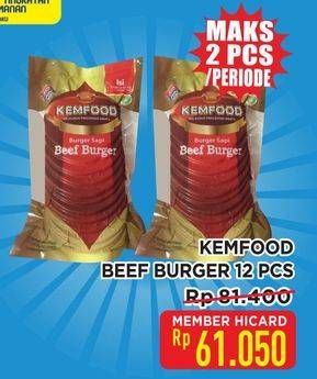 Promo Harga Kemfood Beef Burger per 12 pcs 400 gr - Hypermart