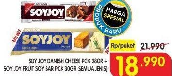 Promo Harga Soyjoy Danish Cheese 28gr + Fruit Soy Bar 30gr All Var  - Superindo