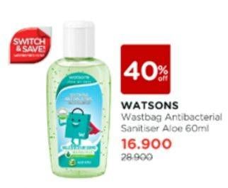 Promo Harga Watsons Anti Bacterial Hand Sanitizer Aloe Vera 60 ml - Watsons