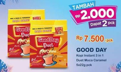 Promo Harga Good Day Coffee Duet MocaCaramel per 5 sachet 22 gr - Indomaret